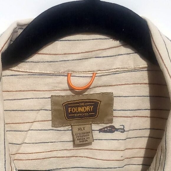 Foundry Men's Shirt XLT Beige Fishing Lure Print Short Sleeve Button-Up Shirt - Picture 4 of 6